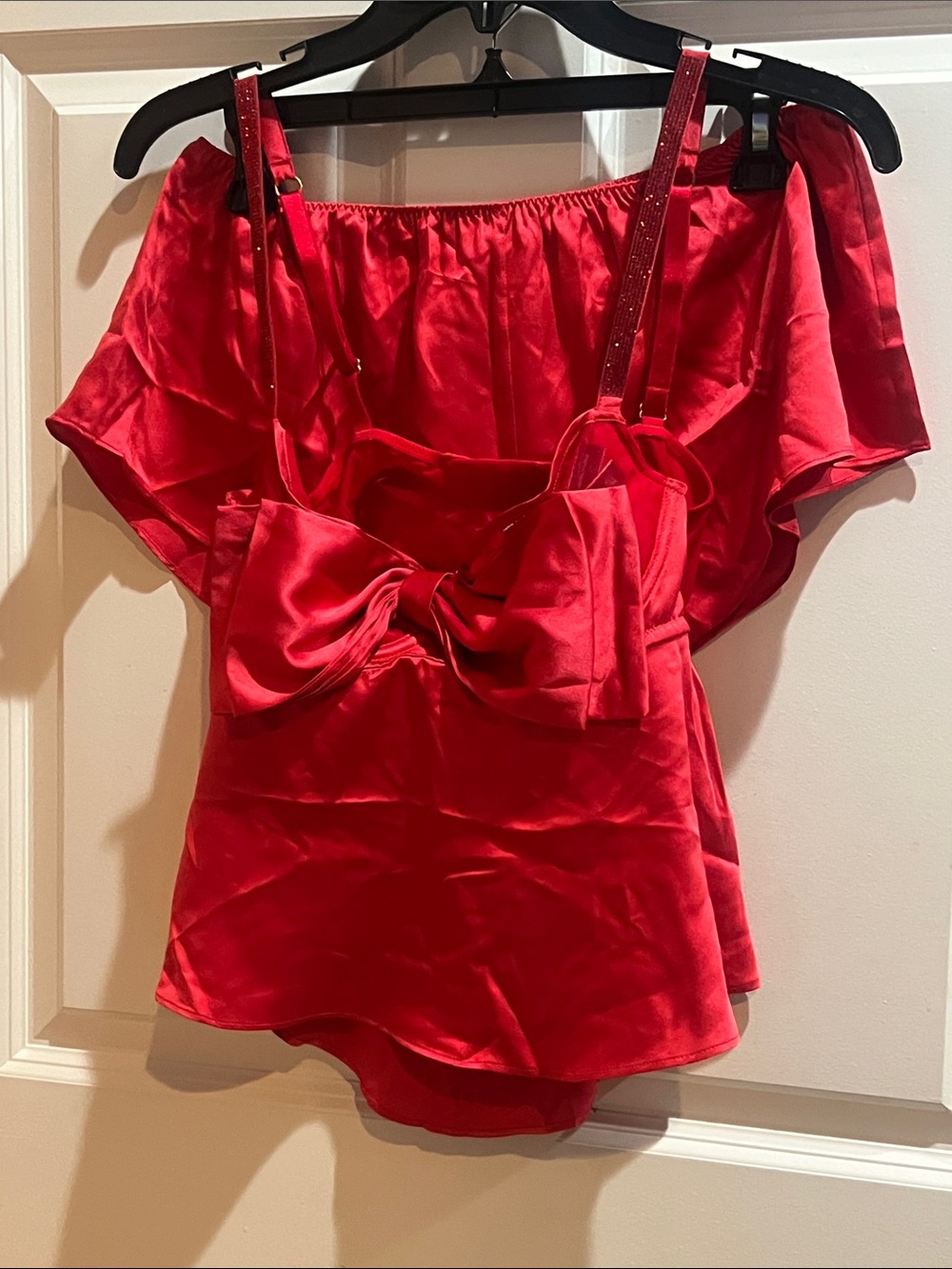 Victoria's Secret Red Satin Bow Camisole Set
